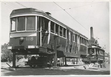Photograph - SECV Geelong - ex MMTB tram 118 being unloaded at Geelong, 14/01/1947