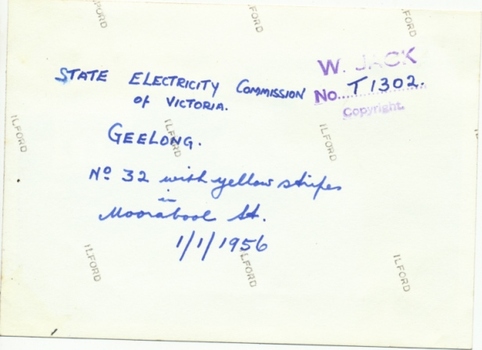 SECV Geelong 32 in Moorabool St - rear of card