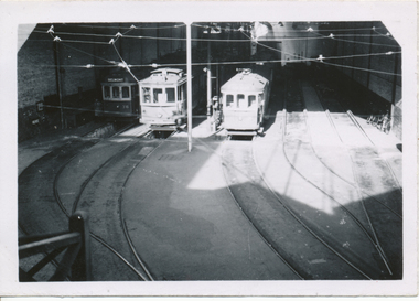 View of SECV Geelong depot trams 36, 3 & 31