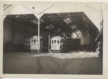 View of SECV Geelong depot trams 36, 3 & 31