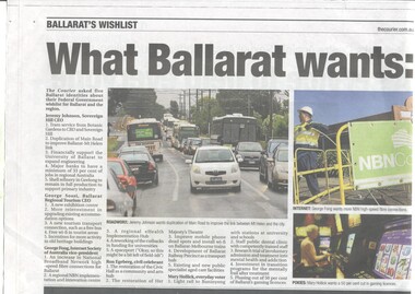 Newspaper, The Courier Ballarat, "What Ballarat wants: voters have their say", "An expensive wish list", 13/7/13 to 20/7/2013