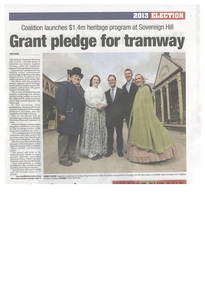 Newspaper, The Courier Ballarat, "Grant pledge for tramway", 27/08/2013 12:00:00 AM