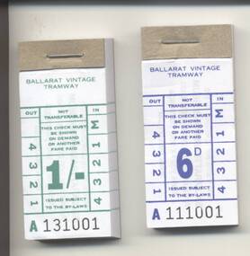 Ephemera - Ticket/s, Ballarat Tramway Museum (BTM), BTM 1/-and 6d, Aug. 2013