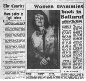 Newspaper, The Courier Ballarat, "Women trammies back in Ballarat", 12/01/1976 12:00:00 AM
