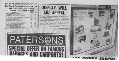 Newspaper, The Courier Ballarat, "Display will aid appeal", 8/09/1971 12:00:00 AM