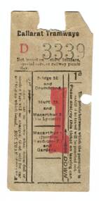 Ephemera - Ticket/s, Electric Supply Co. of Vic (ESCo), ESCo 1d ticket, late 1920's?