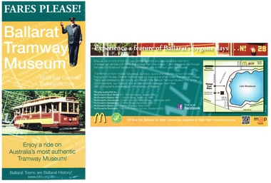 Pamphlet, Ballarat Tramway Museum (BTM), "Fares Please! / Ballarat Vintage Tramway", Jun. 2014