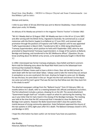 Document - Letter/s, Alan Bradley, "Vic Mawby", Aug. 2014
