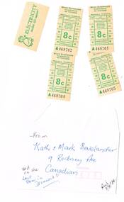 Ephemera - Ticket/s, State Electricity Commission of Victoria (SECV), SEC 8c tickets - last Drummond St trams, c1970