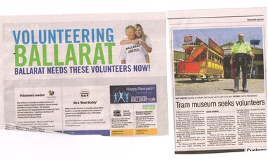 Newspaper, The Courier Ballarat, "Tram Museum seeks volunteers", Jan. 2014