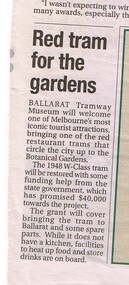 Newspaper, The Courier Ballarat, "Red tram for the gardens", 12/11/2014 12:00:00 AM