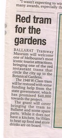 Newspaper, The Courier Ballarat, "Red tram for the gardens", 12/11/2014 12:00:00 AM