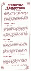 Pamphlet, "Bendigo Tramways", c1972