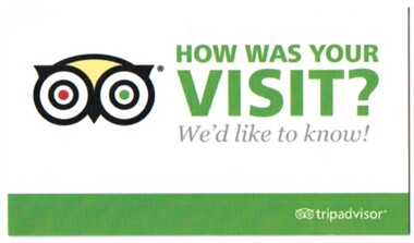 Document - Advertising Card, Trip Advisor, "How was your visit?", Jun. 2015