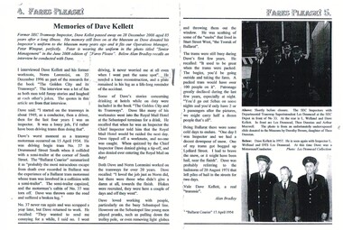 Document - Photocopy, Glenise Kellett, "Memories of Dave Kellett", 2009