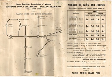 Poster - Digital Image, State Electricity Commission of Victoria (SEC), "Schedule of Fares and Charges - July 1951", Jul. 1951