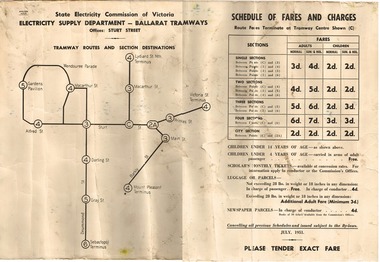 Poster - Digital Image, State Electricity Commission of Victoria (SECV), "Schedule of Fares and Charges - July 1951", Jul. 1951
