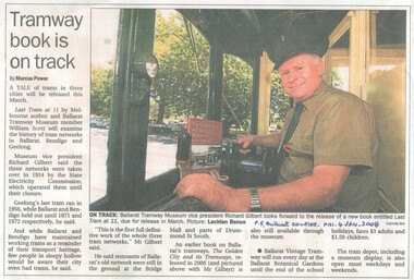 Document - Photocopy, The Courier Ballarat, "Tramway book is on track", 4/01/2008 12:00:00 AM