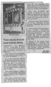 Newspaper, The Courier Ballarat, "Tram study should look further afield", Jul. 2002