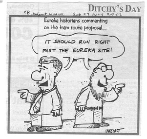 Newspaper, The Courier Ballarat, "Trams were hard for many to board", "Parking is more important than trams", "Trams are not the best investment", Jul. 2002