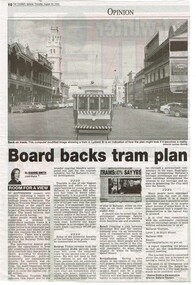 Newspaper, The Courier Ballarat, "Board back tram plan", 29/08/2002 12:00:00 AM