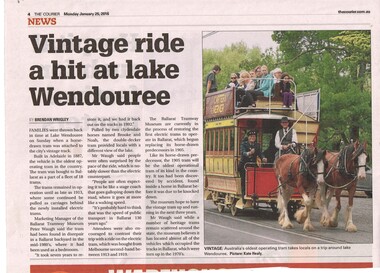 Newspaper, The Courier Ballarat, "Vintage ride a hit at lake Wendouree", 25/01/2016 12:00:00 AM