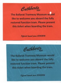 Memorabilia - Event Materials, Paul Mong and  Peter Waugh, "Cuthberts 939", 17/04/2016 12:00:00 AM
