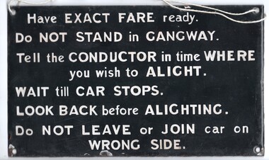 Sign, Victorian Railways (VR), VR Tramways, 1920's
