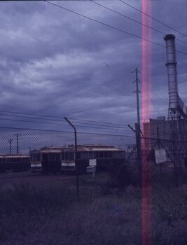 three tramcars stored at Ballarat B power station
