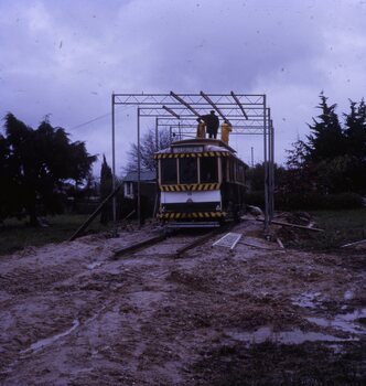 shed being built at Victory Park for tram 18