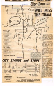 Newspaper, The Courier Ballarat, "First Ballarat Tram Route closes Today", Aug. 1971