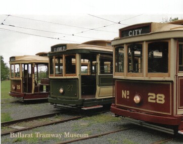 Postcard, Ballarat Tramway Museum (BTM), BTM trams 26, 27 and 28, Nov. 2014