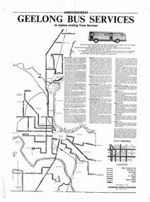Poster, Transport Regulation Board, "Geelong Bus Services", late 1955