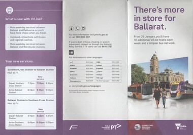 Pamphlet, Public Transport Corporation (PTC), "There's more in store for Ballarat", Jan. 2017
