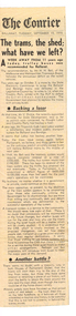 Newspaper, The Courier Ballarat, "The trams, the shed; what we have left?", 15/09/1970 12:00:00 AM