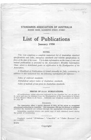 Book, Standards Association of Australia, "List of Publications", 1950