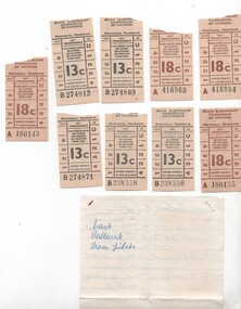 Ephemera - Ticket/s, State Electricity Commission of Victoria (SEC), Set of 8 tickets - closure of Mt Pleasant, 1971