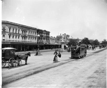 Sturt St Ballarat, horse tram No. 4 heading west,