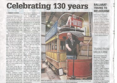 Newspaper, The Courier Ballarat, "Celebrating 130 years", 1/01/2018 12:00:00 AM