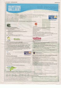 Newspaper, The Courier Ballarat, "Volunteering Ballarat - United Way", 5/04/2018 12:00:00 AM
