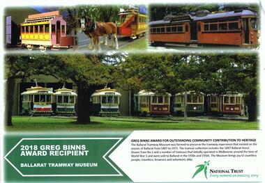 Poster, National Trust Ballarat, "2018 Greg Binns Award Recipient - Ballarat Tramway Museum", May. 2018