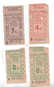 Ephemera - Ticket/s, State Electricity Commission of Victoria (SECV), Set of 4 decimal currency tickets, late 1960's