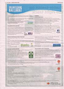 Newspaper, The Courier Ballarat, "Volunteering Ballarat", 4/10/2018 12:00:00 AM