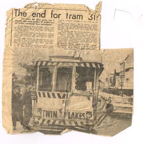 Newspaper, The Courier Ballarat, "The end for tram 31", 3/09/1971 12:00:00 AM
