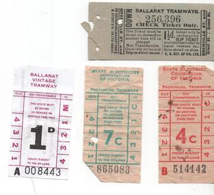 Ephemera - Ticket/s, Electric Supply Co. Vic (ESCo), Set of 4 mix tickets  ESCo, SEC and BTM, 1920's to 2005