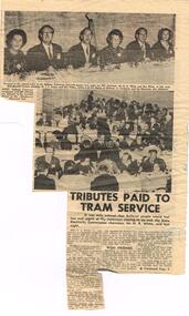 Newspaper, The Courier Ballarat, "Tributes paid to Tram Service", "A wake", says Union Official, 21/09/1971 12:00:00 AM