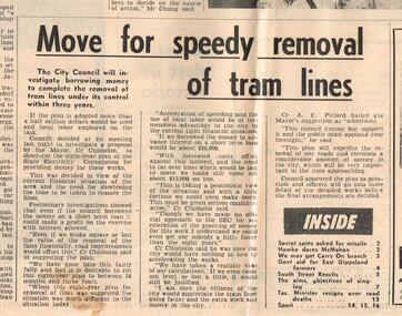 Newspaper, The Courier Ballarat, "Tram No. 37 off to Sydney", "Move for speed removal of tram lines", 28/09/1971 12:00:00 AM