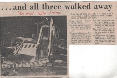 Newspaper, The Courier Ballarat, "...and all three walked away", 17/09/1970 12:00:00 AM