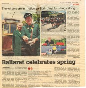 Newspaper, The Courier Ballarat, "Ballarat celebrates spring", "The wheels are in motion as Springfest fun chugs along", 28/11/2016 12:00:00 AM