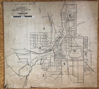 Map, General Accident Fire and Life Assurance, "Sketch Map of Ballaarat including Ballaarat East and Sebastopol", c1940